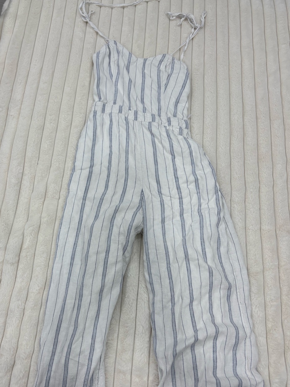 Abercrombie & Fitch White Jumpsuit with Blue Stripes